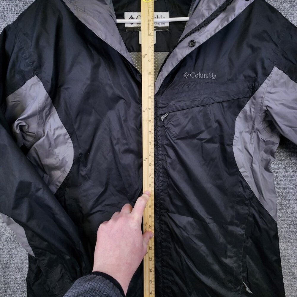 Columbia Men's Large Black & Gray Full Zip Windbreaker Jacket Mesh Lining Snap - Picture 3 of 16